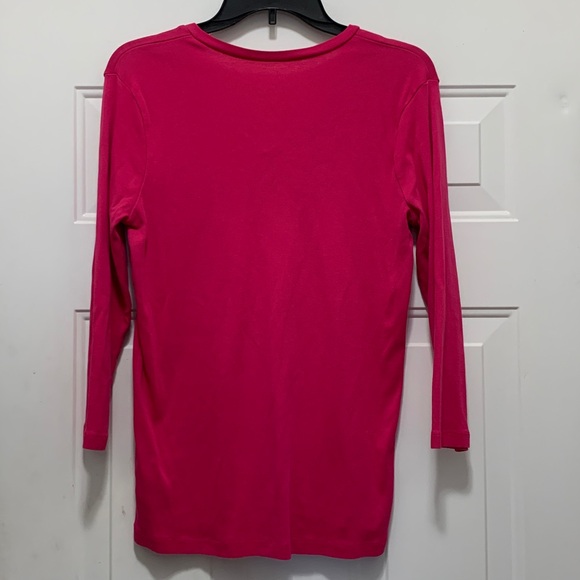 3/$15 Liz Claiborne 100% Cotton Fuchsia Top Size Medium - Picture 3 of 3